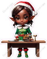 Dark Skin Tone Girl Elf at Work Bench