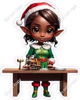Dark Skin Tone Girl Elf at Work Bench