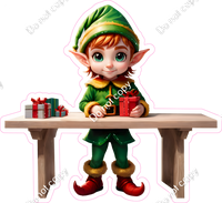 Light Skin Tone Boy Elf at Work Bench