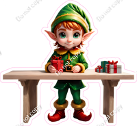 Light Skin Tone Boy Elf at Work Bench