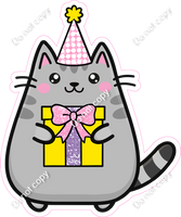 Kawaii Cat - Grey with Present