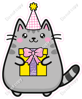 Kawaii Cat - Grey with Present