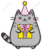 Kawaii Cat - Grey with Present