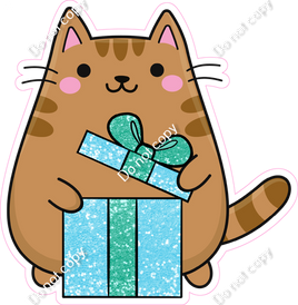 Kawaii Cat - Brown with Present