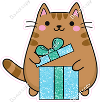 Kawaii Cat - Brown with Present