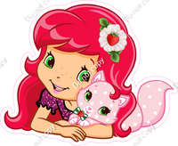 Strawberry Shortcake Inspired - Girl with Cat