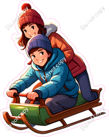 Two Kids on a Snow Sled