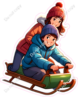 Two Kids on a Snow Sled