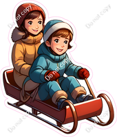 Two Kids on a Snow Sled