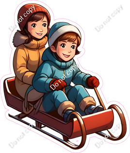 Two Kids on a Snow Sled