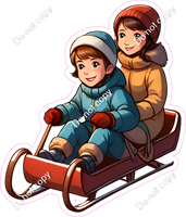 Two Kids on a Snow Sled