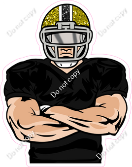 Black & Gold Football Player - Light Skin Tone