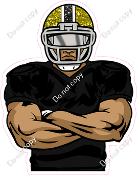 Black & Gold Football Player - Dark Skin Tone