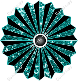 Fan - Flat Black & Teal Sparkle