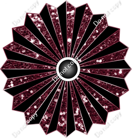 Fan - Flat Black & Burgundy Sparkle