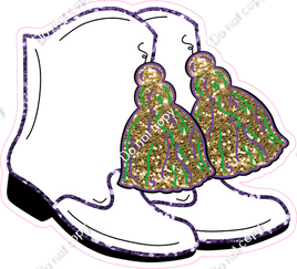 White Mardi Gras Boots