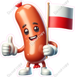 Polish Sausage Holding a Polish Flag