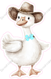 Goose in Hat with Blue Bowtie