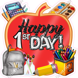 Happy 1st Day - School Supply - Red