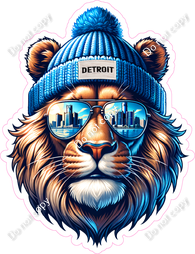Lion Head with Detroit Stocking Cap
