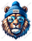 Lion Head with Detroit Stocking Cap
