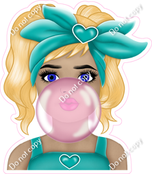 Girl Blowing Bubble - Multiple Colors and Skin Tones