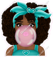 Girl Blowing Bubble - Multiple Colors and Skin Tones