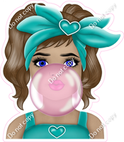 Girl Blowing Bubble - Multiple Colors and Skin Tones