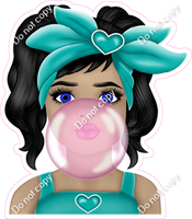 Girl Blowing Bubble - Multiple Colors and Skin Tones