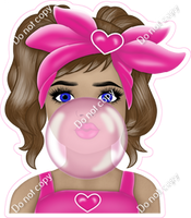 Girl Blowing Bubble - Multiple Colors and Skin Tones
