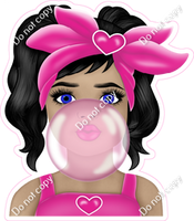 Girl Blowing Bubble - Multiple Colors and Skin Tones