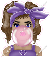 Girl Blowing Bubble - Multiple Colors and Skin Tones
