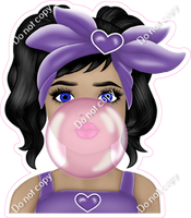 Girl Blowing Bubble - Multiple Colors and Skin Tones