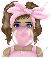 Girl Blowing Bubble - Multiple Colors and Skin Tones