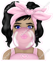Girl Blowing Bubble - Multiple Colors and Skin Tones