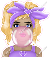 Girl Blowing Bubble - Multiple Colors and Skin Tones