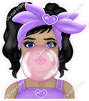Girl Blowing Bubble - Multiple Colors and Skin Tones