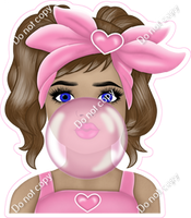 Girl Blowing Bubble - Multiple Colors and Skin Tones