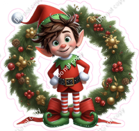 Santa's Elf - Boy - Wreath