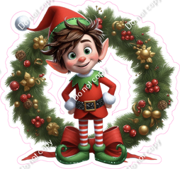 Santa's Elf - Boy - Wreath