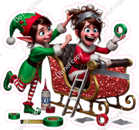 Santa's Elf - Girl - Sled