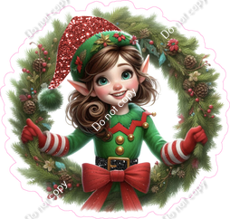 Santa's Elf - Girl - Wreath