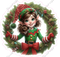 Santa's Elf - Girl - Wreath