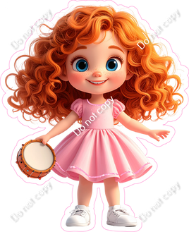 School Girl - Light Skin Tone - with Tambourine