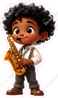 School Boy - Dark Skin Tone - with Saxophone
