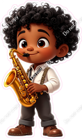 School Boy - Dark Skin Tone - with Saxophone