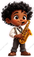 School Boy - Dark Skin Tone - with Saxophone