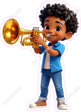 School Boy - Dark Skin Tone - with Trumpet
