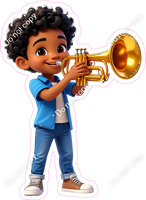 School Boy - Dark Skin Tone - with Trumpet