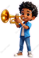School Boy - Dark Skin Tone - with Trumpet